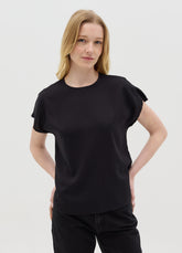 Ovs Black Short Sleeve Viscose Blouse